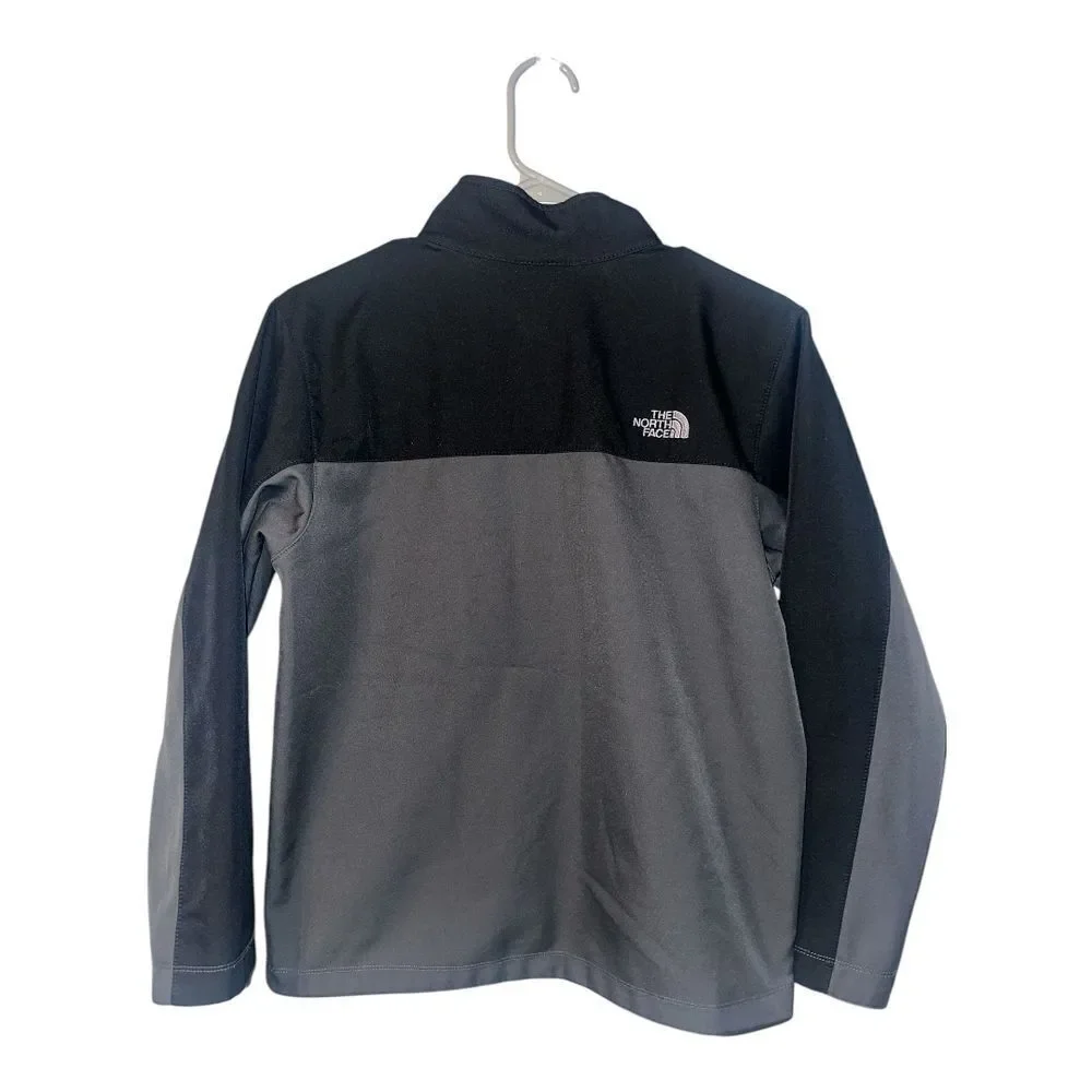 North Face Boys Gray/Black Soft Shell Fleece Lined Jacket, Large 14/16